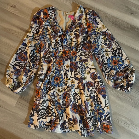 ‼️THRIFT STORE ALERT MAKE OFFER Betsey Johnson Dress Floral GardeN Bell Sleeve - Picture 6 of 13